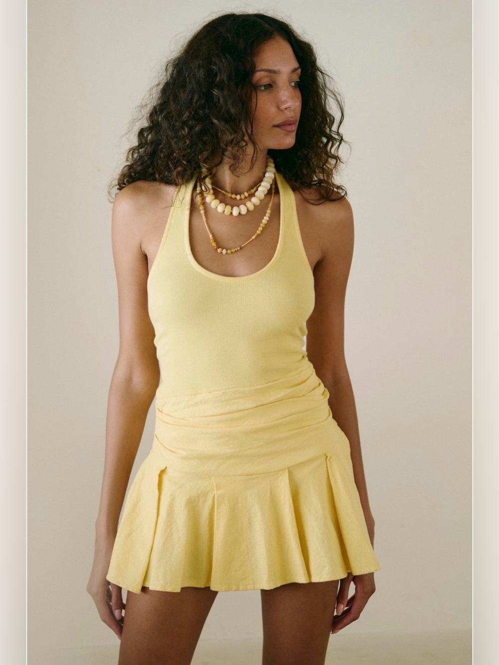 free-est Navi Skort Romper Buttermilk Yellow Size Large NWT